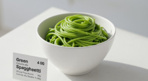 How many calories are in a cup of green spaghetti?