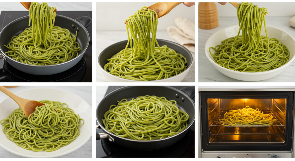 How do you reheat green spaghetti?